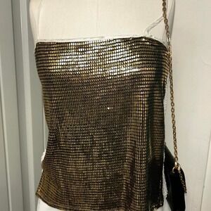 Vintage Y2K French metallic mesh top – Made in France